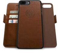 dreem Fibonacci Coque iPhone 7/8 Plus Magnetique Antichoc | Etui Portefeuille 2-en-1 avec Stand Amovible 2 Positions | TPU Vegan Fin | Protection RFID | Chocolat