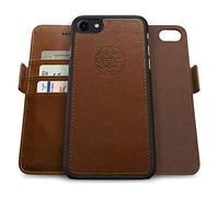 dreem Fibonacci Coque iPhone SE 3 (2022), SE 2, & 8/7 Magnetique Antichoc | Etui Portefeuille 2-en-1 avec Stand Amovible 2 Positions | TPU Vegan Fin | Protection RFID | Chocolat