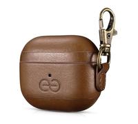 Dreem Om AirPods 3 Funda de Cuero vegano Con Clip - Compatible Con auriculares inalámbricos Bluetooth de Apple Para iPhone - Chocolate
