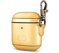 Dreem Om pour AirPods 1 & 2 Housse en Cuir Vegan avec Clip - Compatible avec Les écouteurs sans Fil Bluetooth Apple pour iPhone - Or