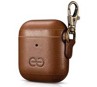 Dreem Om pour AirPods 1 & 2 Housse en Cuir Vegan avec Clip - Compatible avec Les écouteurs sans Fil Bluetooth Apple pour iPhone - Chocolat