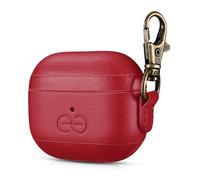 Dreem Om pour AirPods 3 Housse en Cuir Vegan avec Clip - Compatible avec Les écouteurs sans Fil Bluetooth Apple pour iPhone - Rouge