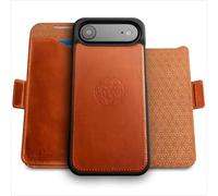 dreem Real Leather for iPhone 17 Air Case Wallet, Revolutionary Phone Stand, MagSafe-Fit, Magnetic Detachable Flip Cover, RFID Blocking Card Holder, Gift-Box [Fibonacci:Caramel]