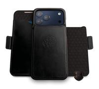 dreem Real Leather for iPhone 17 Pro Max Case Wallet, Revolutionary Phone Stand, MagSafe-Fit, Magnetic Detachable Flip Cover, RFID Blocking Card Holder, Gift-Box [Fibonacci:Black]