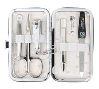 DREI SCHWERTER - Germany Catania Set de manucure 6 pièces avec ciseaux à cuticules, coupe-ongles, pince à épiler, lime à ongles saphir, lime à ongles en verre, cure-ongles dans un étui de cadre -