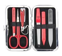 DREI SCHWERTER - Germany Catania Set de manucure 6 pièces avec ciseaux à cuticules, coupe-ongles, pince à épiler, lime à ongles saphir, lime à ongles en verre, cure-ongles dans un étui de cadre -