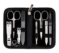 DREI SCHWERTER - Kit de manucure « Roma » de 8 pièces | Kit de soin des ongles de haute qualité à l'aspect autruche étui en cuir synthétique | Contenu : ensemble de ciseaux à ongles, coupe-pieds et