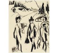 Drei Spaziergänger in einer Gebirgslandschaft (1927) Poster Print by Ernst Ludwig Kirchner (45,7 x 61 cm)