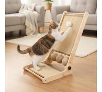 DREI-Use - Griffoir en sisal pour chat - En forme de L - Avec balle - 59 cm de hauteur - Montage facile - En sisal naturel - Pour tous les chats - Pour jouer, se détendre, protéger les meubles et les
