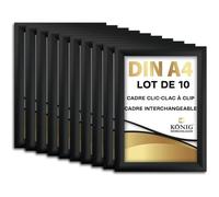 Dreifke 10 Cadre Clic-Clac, à clip | Angles en onglet, DIN A4, noir | profil en aluminium de 25 mm, avec protection antireflet | Cadre interchangeable