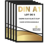 Dreifke 5 Cadre Clic-Clac, à clip | Angles en onglet, DIN A1, noir | profil en aluminium de 25 mm, avec protection antireflet | Cadre interchangeable