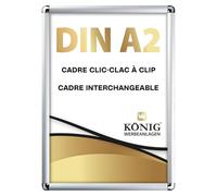 Dreifke® Cadre Clic-Clac, à clip | Angles arrondis, DIN A2, argent | profil en aluminium de 25 mm, avec protection antireflet | Cadre interchangeable