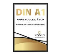 Dreifke® Cadre Clic-Clac, à clip | Angles en onglet, DIN A1, noir | profil en aluminium de 25 mm, avec protection antireflet | Cadre interchangeable