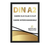 Dreifke® Cadre Clic-Clac, à clip | Angles en onglet, DIN A2, noir | profil en aluminium de 25 mm, avec protection antireflet | Cadre interchangeable