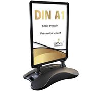 Dreifke Stop-trottoir Keitum Wind Line DIN A1 noir | Double face pour 2 affiches | Pied stable pour une bonne stabilité par vent et intempéries | Vitres de protection antireflet | Porte-affiche