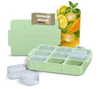Dreiklang - be smart Bac à glaçons en silicone avec couvercle et poignée I Empilable et glaçons carrés avec rainures pour un démoulage facile I Sans odeur et sans goût Bac à glaçons (Vert pistache)
