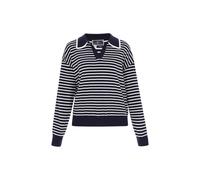 DreiMaster Maritim Pull-over bleu marine / blanc, Taille M-L