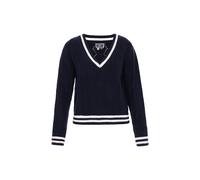 DreiMaster Maritim Pull-over 'Maritime' bleu marine / blanc, Taille M-L