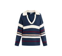 DreiMaster Maritim Pull-over 'Palpito' sable / bleu marine / rouge foncé / blanc, Taille M-L