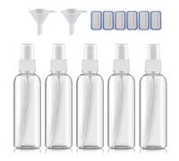 DreiWasser Lot de 5 flacons vaporisateurs vides en plastique transparent de 100 ml pour parfum, huiles essentielles, cosmétiques