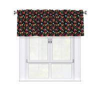 Drekrid Cantonnières pour fenêtres - Pastèque rétro années 90 filtrant la lumière - Petits rideaux courts et doux pour cuisine, chambre à coucher, salle de bain, cave, café, passe-tringle solide, 46 x