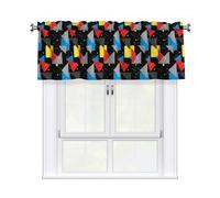 Drekrid Cantonnières pour fenêtres, rétro années 80, filtrant la lumière, petits rideaux courts et doux pour cuisine, chambre à coucher, salle de bain, cave, café, passe-tringle solide, 46 x 137 cm, 1