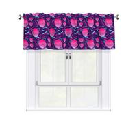 Drekrid Cantonnières pour fenêtres rétro des années 80 filtrant la lumière - Petits rideaux courts et doux pour cuisine, chambre à coucher, salle de bain, cave, café, passe-tringle solide, 46 x 137 cm