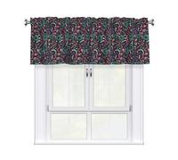 Drekrid Cantonnières pour fenêtres - Rideaux courts et doux filtrant la lumière géométrique des années 80 pour chambre à coucher, salle de bain, cave, café, passe-tringle solide, 46 x 137 cm, 1