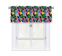 Drekrid Cantonnières pour fenêtres - Rideaux courts et doux filtrant la lumière rétro des années 80 pour cuisine, chambre à coucher, salle de bain, cave, café solide avec passe-tringle - 46 x 137 cm