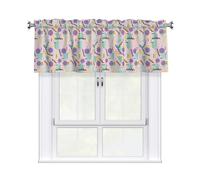 Drekrid Cantonnières pour fenêtres - Rideaux courts et doux filtrant la lumière rétro des années 80 pour cuisine, chambre à coucher, salle de bain, cave, café, passe-tringle solide, 46 x 137 cm, 1