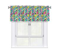 Drekrid Cantonnières pour fenêtres - Rideaux courts et doux filtrant la lumière style rétro des années 80 pour cuisine, chambre à coucher, salle de bain, cave, café, passe-tringle solide, 46 x 137 cm