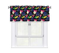 Drekrid Cantonnières pour fenêtres - Rideaux courts et doux filtrant la lumière style rétro des années 80 pour cuisine, chambre à coucher, salle de bain, cave, café, passe-tringle solide, 46 x 137 cm