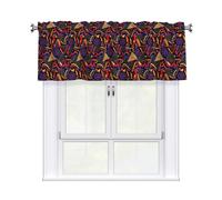 Drekrid Cantonnières pour fenêtres - Rideaux courts et doux filtrant la lumière style rétro des années 80 pour cuisine, chambre à coucher, salle de bain, cave, café, passe-tringle solide - 46 x 137 cm