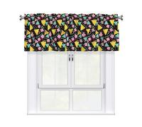 Drekrid Cantonnières pour fenêtres - Rideaux courts et doux filtrant la lumière style rétro des années 80 pour cuisine, chambre à coucher, salle de bain, cave, café solide avec passe-tringle, 46 x 137