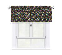 Drekrid Cantonnières pour fenêtres - Rideaux géométriques filtrant la lumière des années 90 pour chambre à coucher, salle de bain, cave, café, passe-tringle solide, 46 x 137 cm, 1 panneau