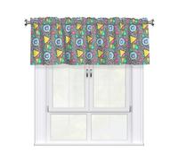 Drekrid Cantonnières pour fenêtres, style rétro des années 80, filtrant la lumière, petits rideaux courts et doux pour cuisine, chambre à coucher, salle de bain, cave, café, passe-tringle solide, 46 x