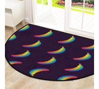 Drekrid Grand paillasson semi-circulaire absorbant antidérapant et lavable pour cuisine, salle de bain, chambre à coucher, 160 x 100 cm, motif Banane arc-en-ciel