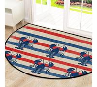 Drekrid Grand paillasson semi-circulaire lavable antidérapant pour entrée, cuisine, salle de bain, chambre à coucher, 160 x 100 cm, motif homard bleu, 160 x 100 cm