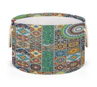 Drekrid Grands paniers de rangement ronds à motif mandala, panier à linge pliable pour jouets d'enfants, couverture, chambre à coucher, salon, décoration d'intérieur, panier cadeau, 50 x 34 cm