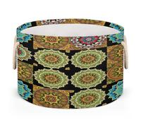 Drekrid Grands paniers de rangement ronds - Carreaux de mandala - Panier à linge pliable pour jouets d'enfants, couverture, chambre à coucher, salon, décoration d'intérieur, panier cadeau, 50 x 34 cm