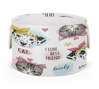 Drekrid Grands paniers de rangement ronds - I Love My Dog Cat - Boîte à linge pliable pour jouets d'enfants, couverture, chambre à coucher, salon, décoration d'intérieur, panier cadeau, 50 x 34 cm