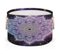 Drekrid Grands paniers de rangement ronds - Mandala bleu violet - Boîte à linge pliable pour jouets d'enfants, couverture, chambre à coucher, salon, panier cadeau, 50 x 34 cm