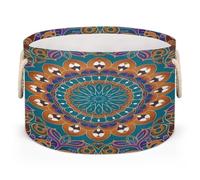 Drekrid Grands paniers de rangement ronds - Mandala Boho - Panier à linge pliable pour jouets d'enfants, couverture, chambre à coucher, salon, décoration d'intérieur, panier cadeau, 50 x 34 cm