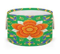 Drekrid Grands paniers de rangement ronds - Mandala floral bohème - Boîte à linge pliable pour jouets d'enfants, couverture, chambre à coucher, salon, décoration d'intérieur, panier cadeau, 50 x 34 cm