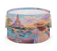 Drekrid Grands paniers de rangement, tour Eiffel Paris, boîte à linge ronde pliable, panier à linge pour jouets d'enfants, couverture, chambre à coucher, salon, décoration d'intérieur, panier cadeau
