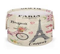 Drekrid Grands paniers de rangement - Tour Eiffel Paris - Boîte à linge ronde pliable pour jouets d'enfants, couverture, chambre à coucher, salon, panier cadeau - 50 x 34 cm