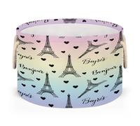 Drekrid Grands paniers de rangement - Tour Eiffel Paris - Boîte de rangement avec poignées - Panier à linge rond pliable pour jouets d'enfants et animaux domestiques - Panier cadeau pour chambre à