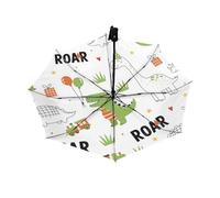 Drekrid Parapluie compact coupe-vent pour la pluie - Parapluie dinosaure portable, léger, pliable à l'envers - Petit parapluie mignon à ouverture et fermeture automatique pour trajet, voiture, sac à