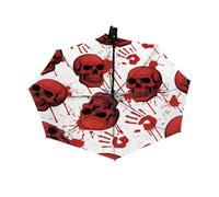 Drekrid Parapluie de voyage pour la pluie et le soleil - Parapluie d'Halloween coupe-vent compact et pliable automatique pour femmes et enfants, joli petit parapluie à ouverture automatique pour