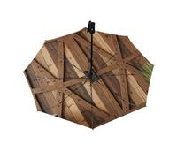 Drekrid Parapluie de voyage pour la pluie et le soleil, portes de grange en bois rustique, compact, coupe-vent, parapluie pliable à l'envers pour enfants et femmes, joli petit parapluie à ouverture